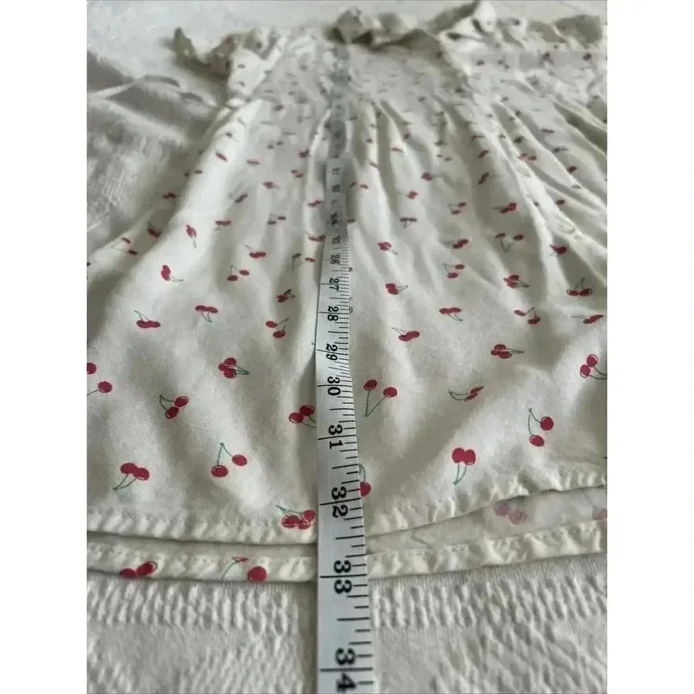 Cherry Print Retro Rockabilly Mini Dress Button Down Tie Back SO Size Large